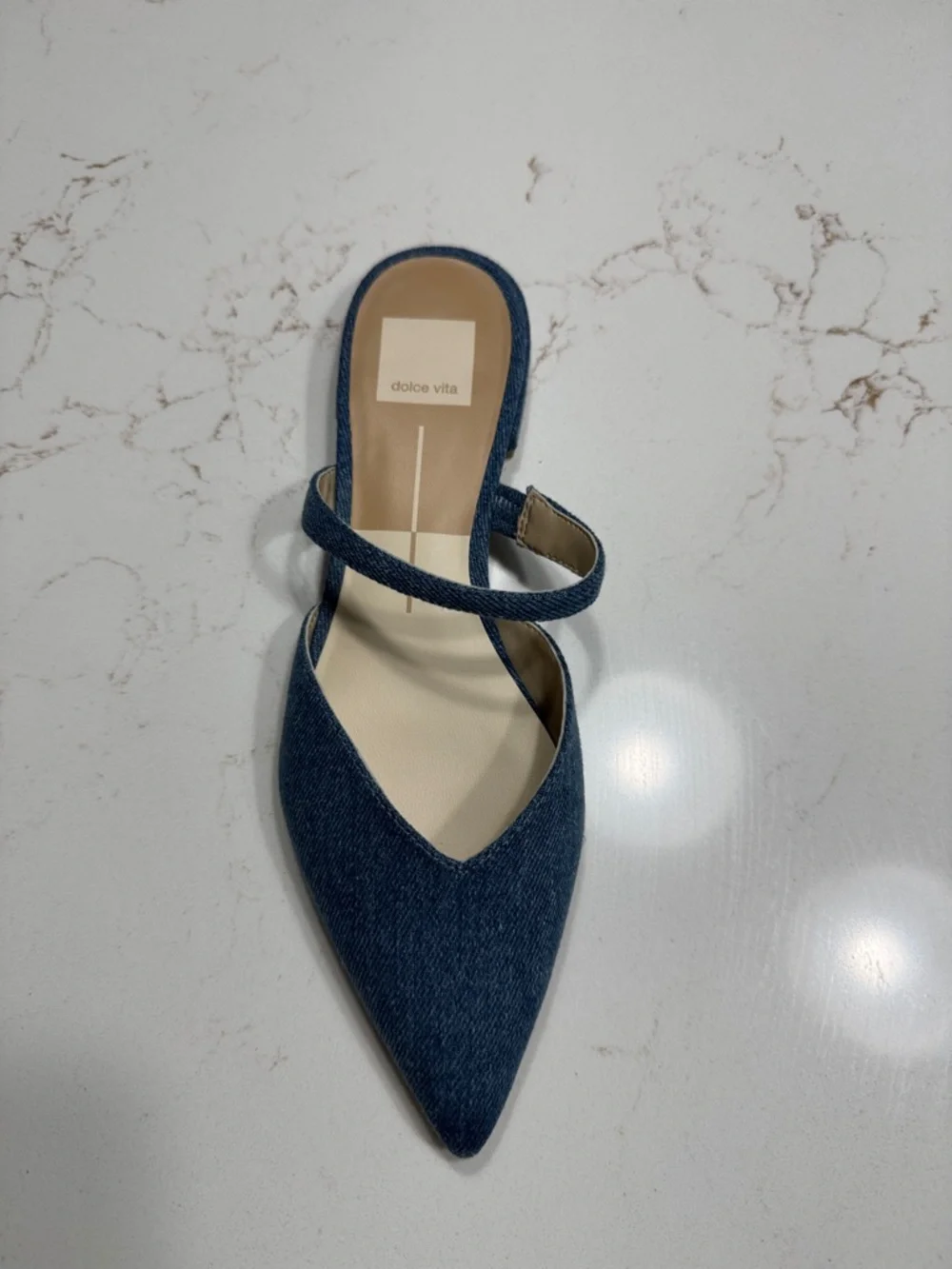 Dolce Vita Denim Blue Kanika Pointed Toe Mule - Picture 2 of 6
